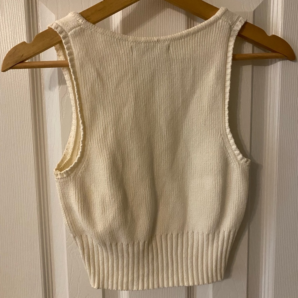 Forever 21 Cream Ribbed Knit Crop Top - Picture 3 of 3